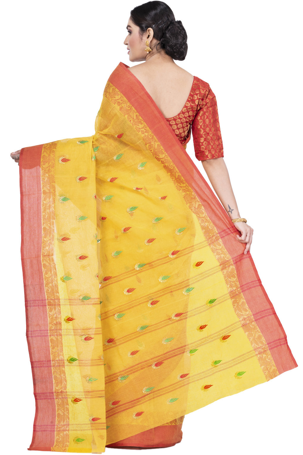 Yellow Pure Cotton Dip_Embro Tant Embroidery (659)